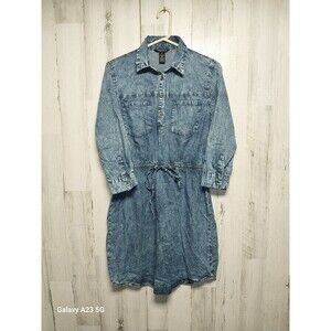 Millenium Women’s Chambray Blue Denim Style Dress Size Small Tie Waist